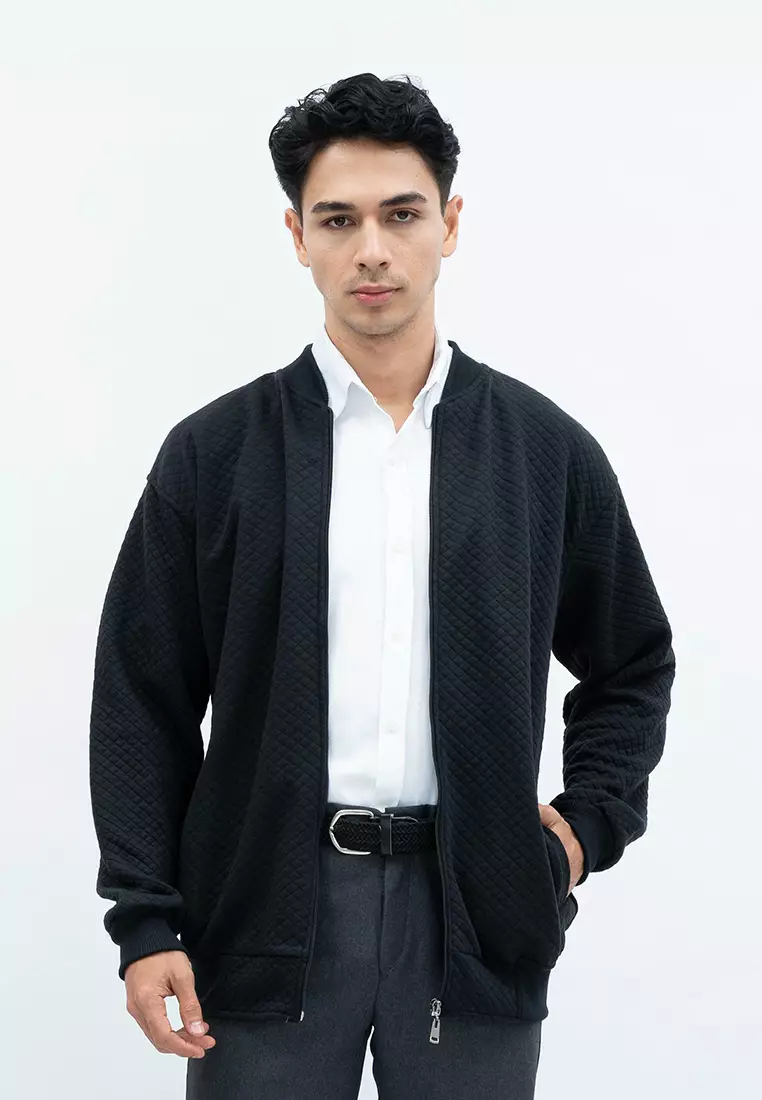 Houseofcuff Jaket Katun Outer Bomber Smart Casual Hitam