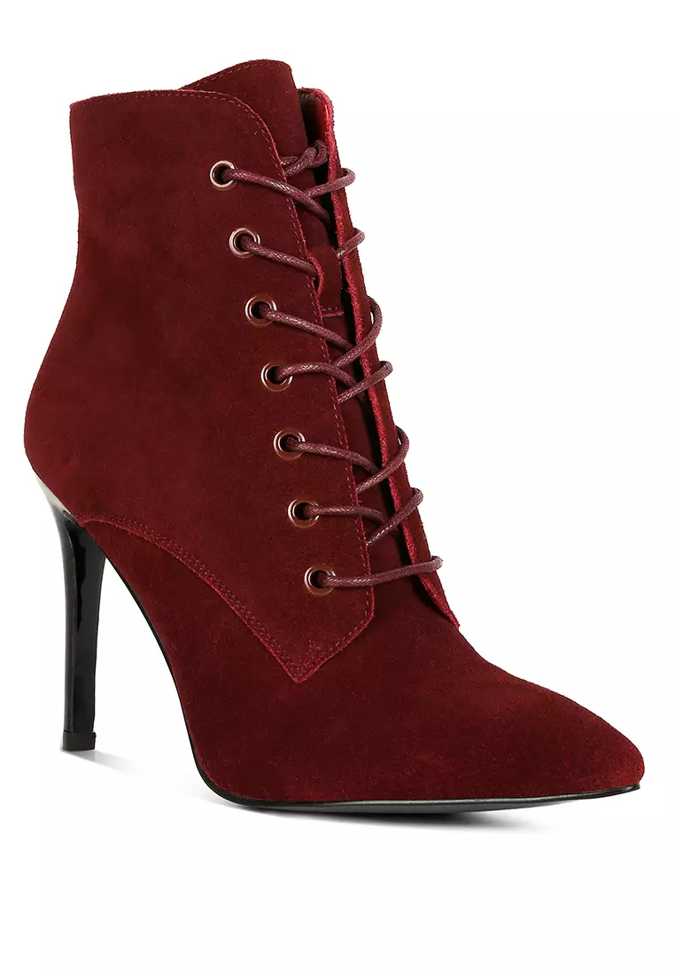 Maroon suede ankle new arrivals boots