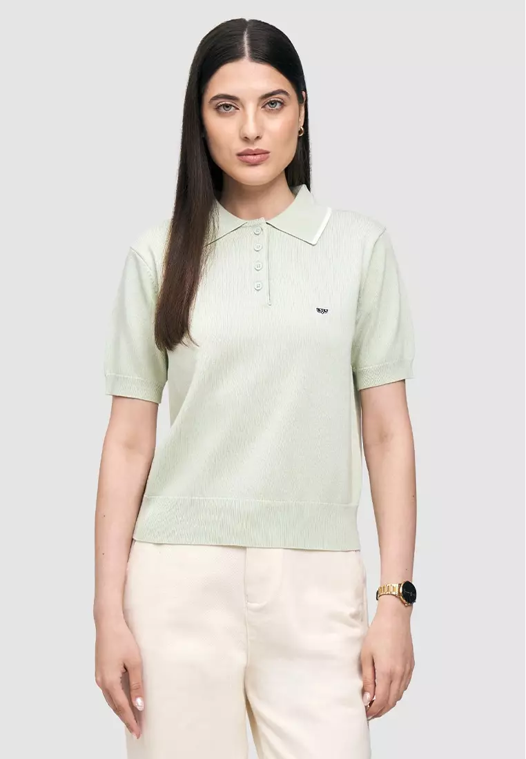 Knit Polo With Collar Tipping