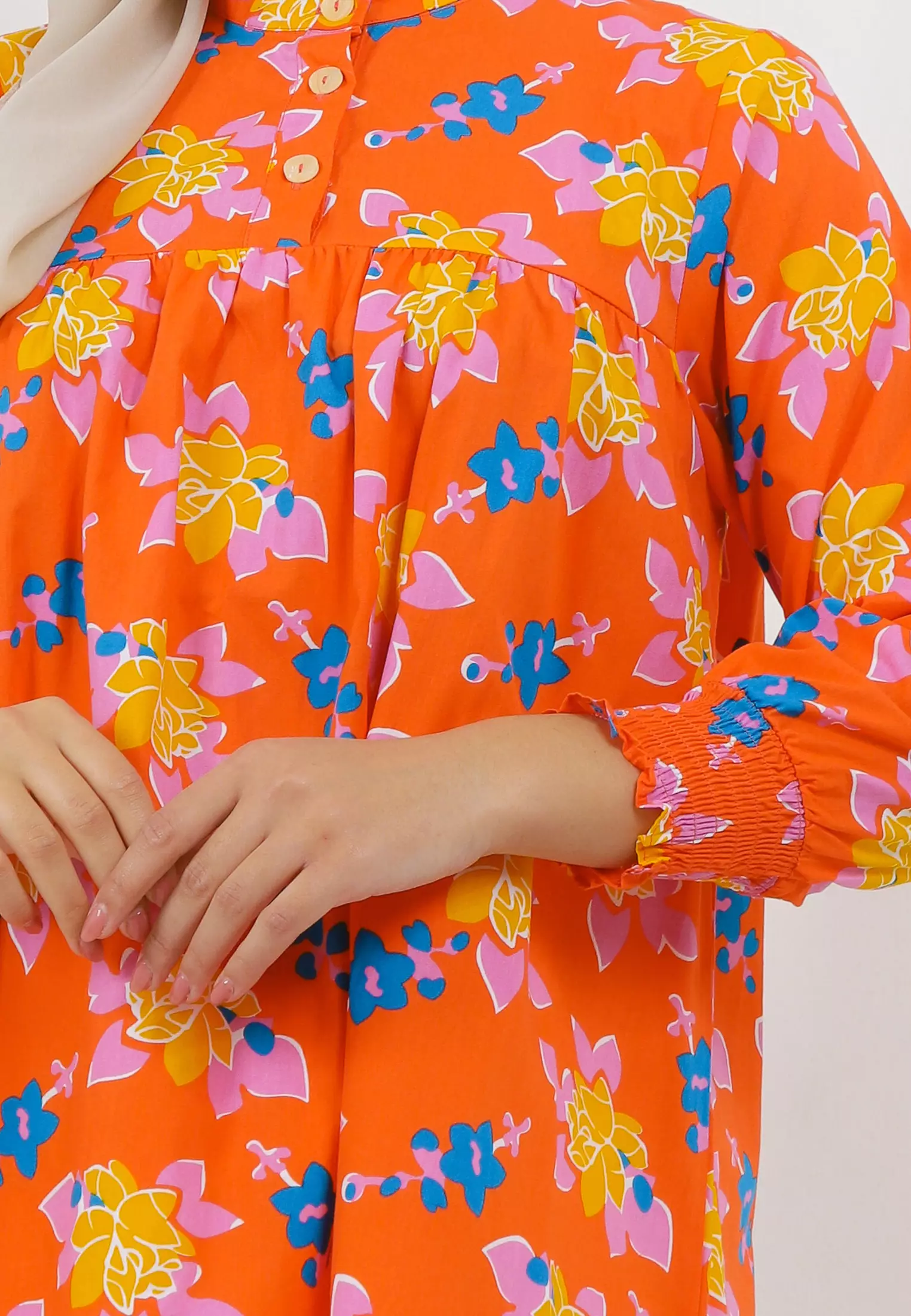 MFMW Lunar Atasan Blouse Orange Motif Bunga