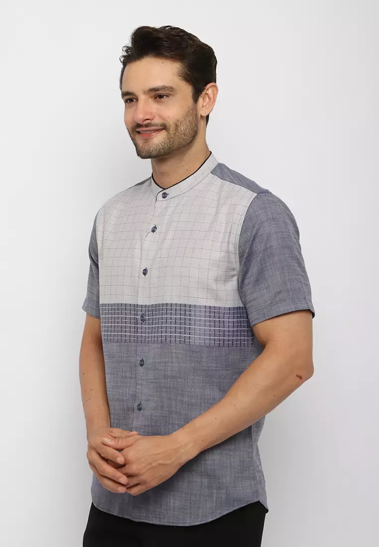 Kemeja Koko Pria Lengan Pendek Baju Muslim Pria BAHR NAVY