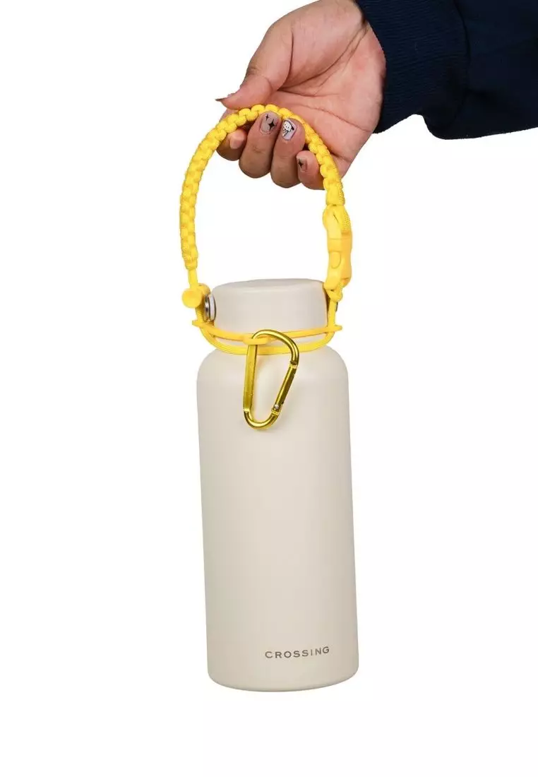 Crossing Paracord Bottle Carrier Strap with Carabiner - Yellow