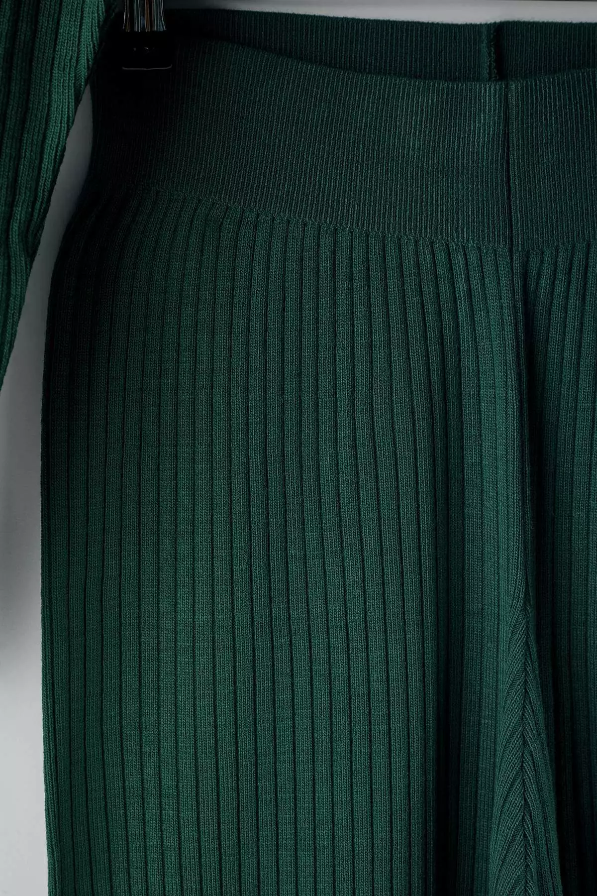 Emerald Green Ribbed Crew Neck Knitwear Sweater Pants Set Tbbaw23Cp00044