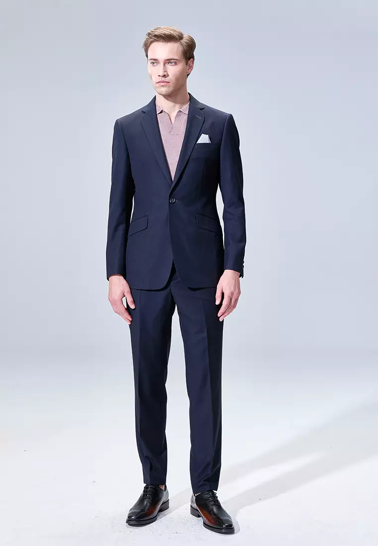 Midnight Blue Houndstooth Slim Suit