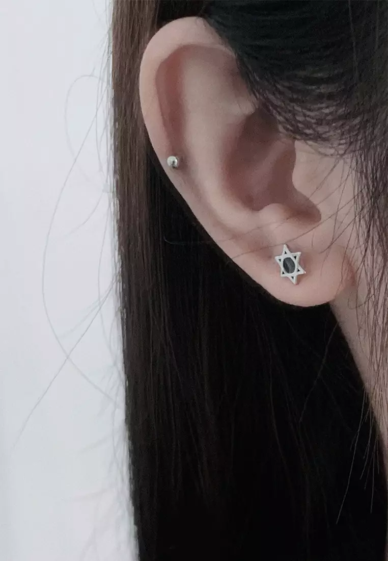 LDR6221-1 S925 Silver Hexagram Earrings