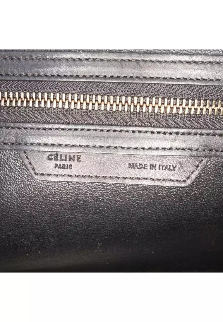 Pre-Loved Celine Mini Tricolor Felt Wool And Calfskin Luggage Tote