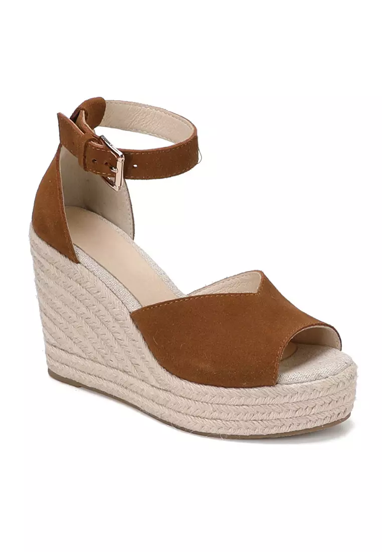 11CM Buckle Strap Suede Wedge Espadrilles HB0406121