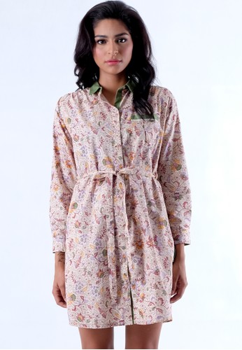 ISYANA Batik Shirt Dress with Wrap Belt