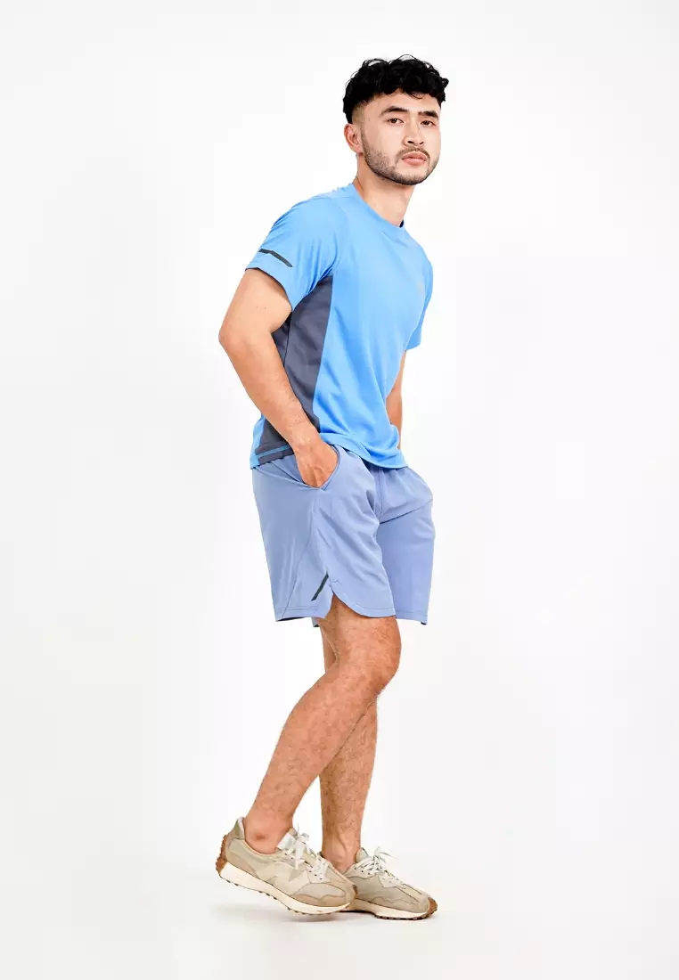 Tiento Setelan Olahraga Kaos Lari Short Sleeve Dry Fit Xlite Cabana Lengan Pendek Baju Running Celana Pendek Gym Fitness Sport Extra Lite Blue