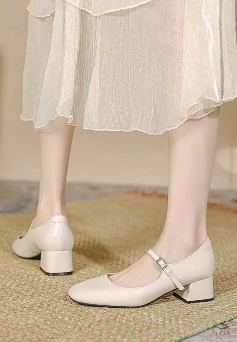 4CM Buckle Strap Patent Leather Mary Jane Shoes TE2010-2