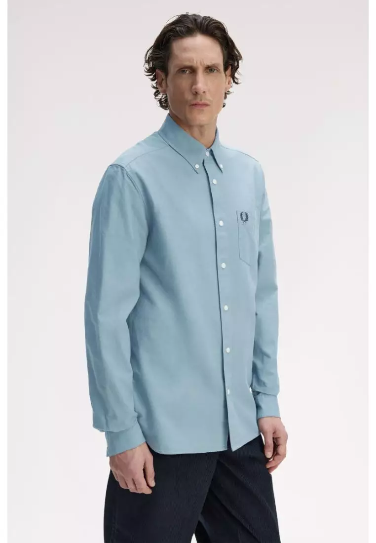 Fred Perry M5516 Long-Sleeve Oxford Shirt (Stockport Blue)