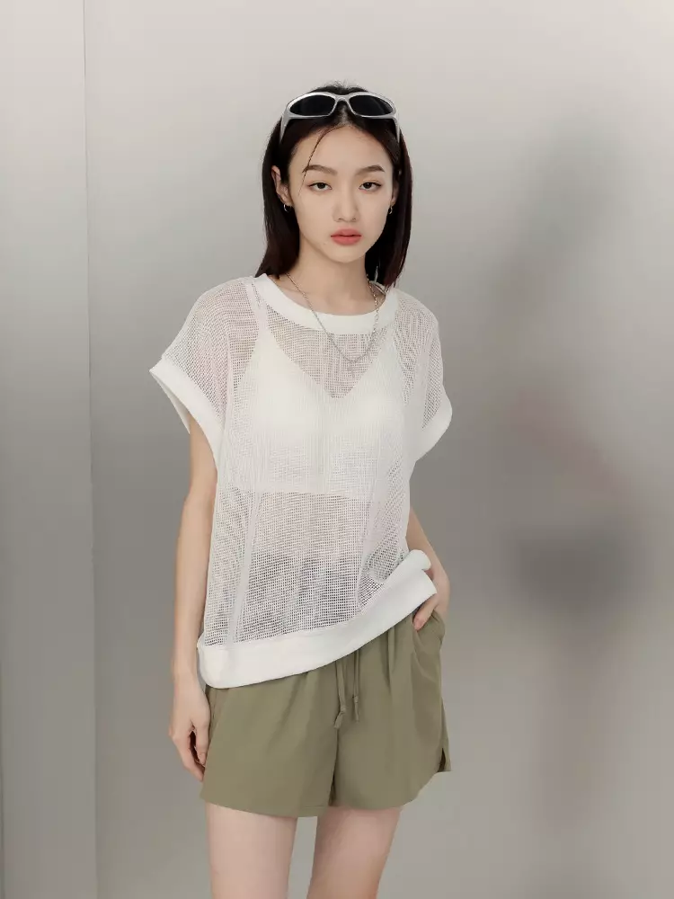 UV-Resistant Cool Quick-Dry High-Waisted Drawstring Shorts [BA7477]