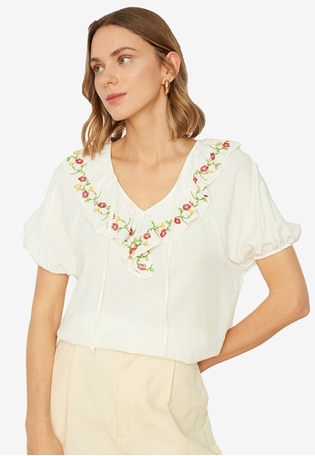 Trendyol white Embroidery Blouse 74B0DAA2DED577GS_1