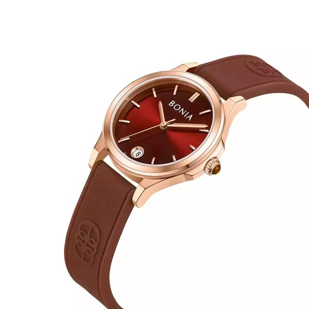 Jam Tangan Wanita Bonia Brown Dial Silicone Strap Analog B10868-2542
