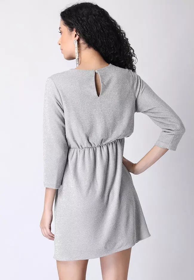 Shimmer Layered Blouson Sleeve Dress