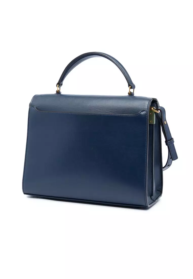 Pre-Loved Saint Laurent Medium Calfskin And Suede Classic Monogram Cassandra Top Handle Bag