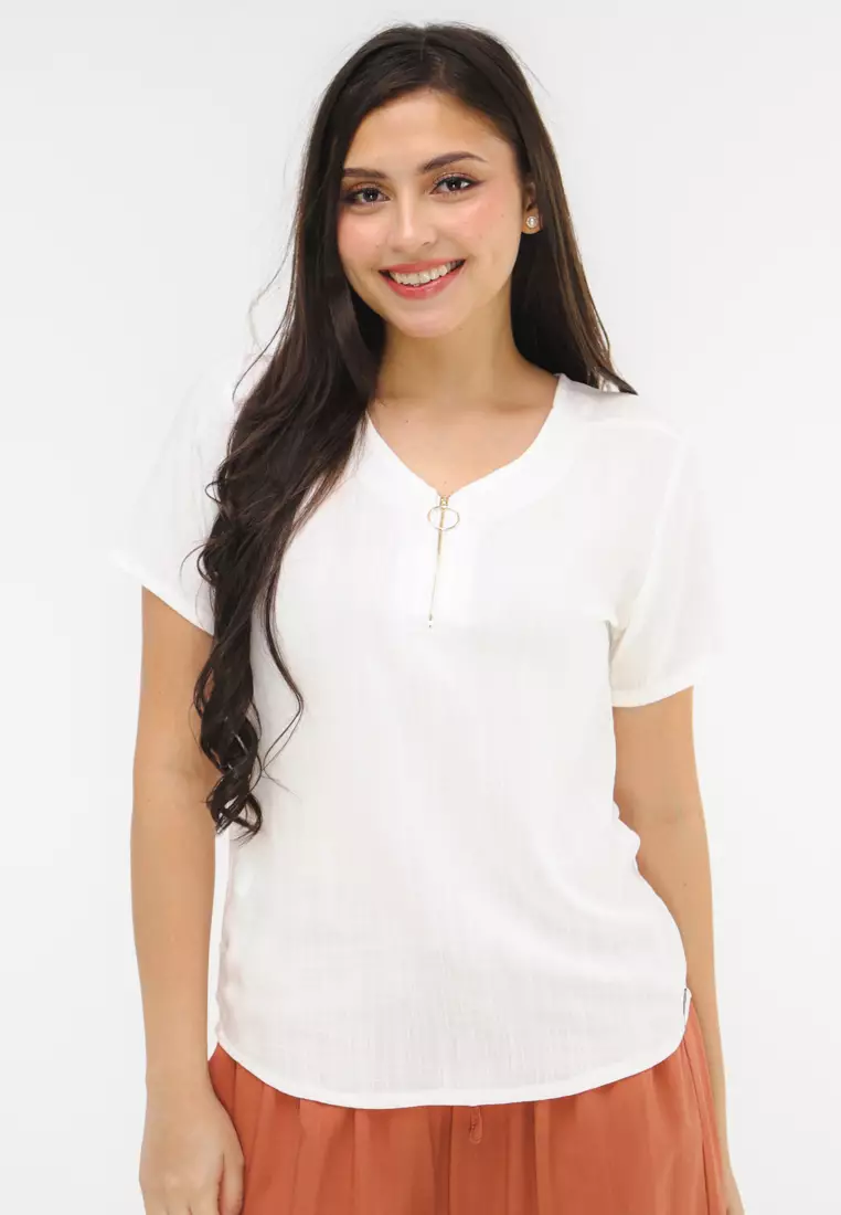 Soft Linen Woven Short Sleeves Blouse