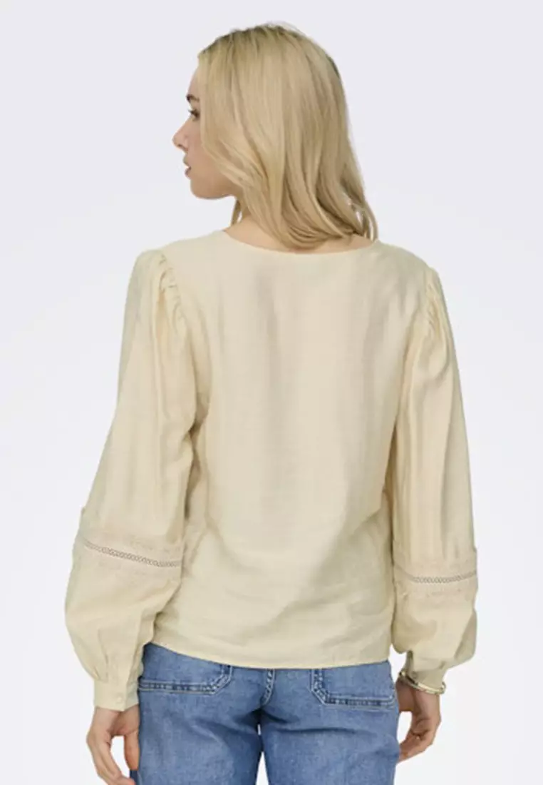 Long Sleeve Lace Woven Top