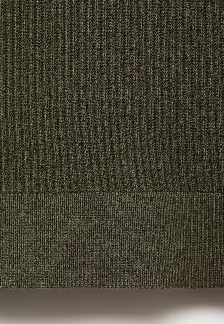 Ribbed Sweater With Zip Neck