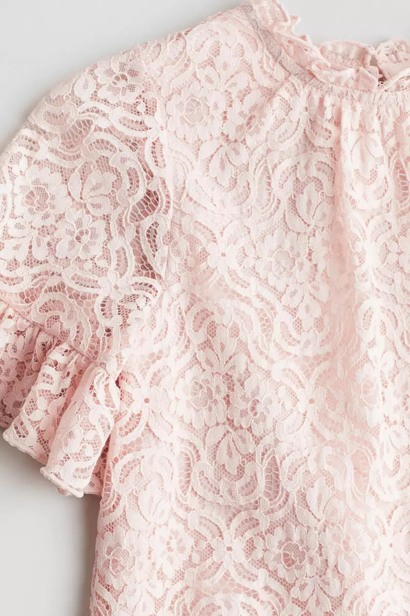 Frill-trimmed lace dress