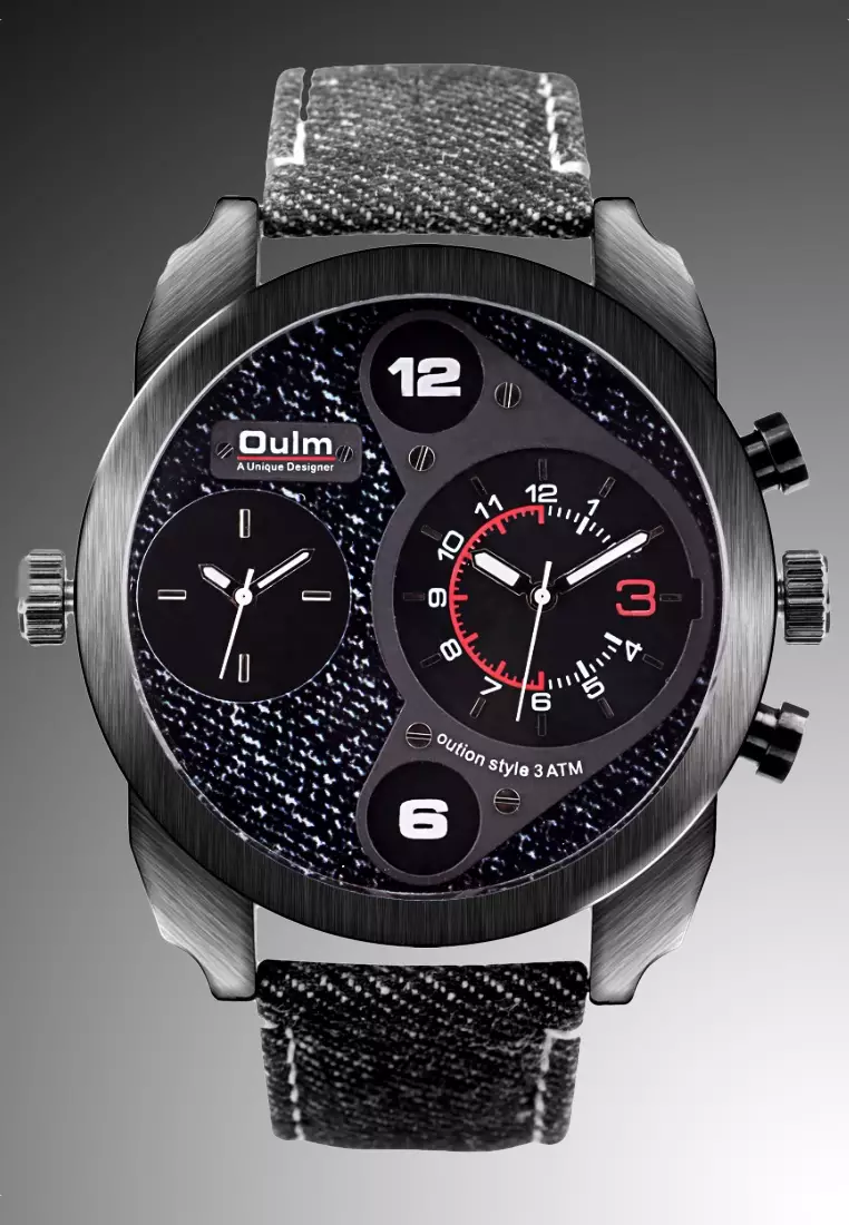 Buy OULM Very Large Men's Quartz Watch - 50x50mm - IP Black Steel case ...