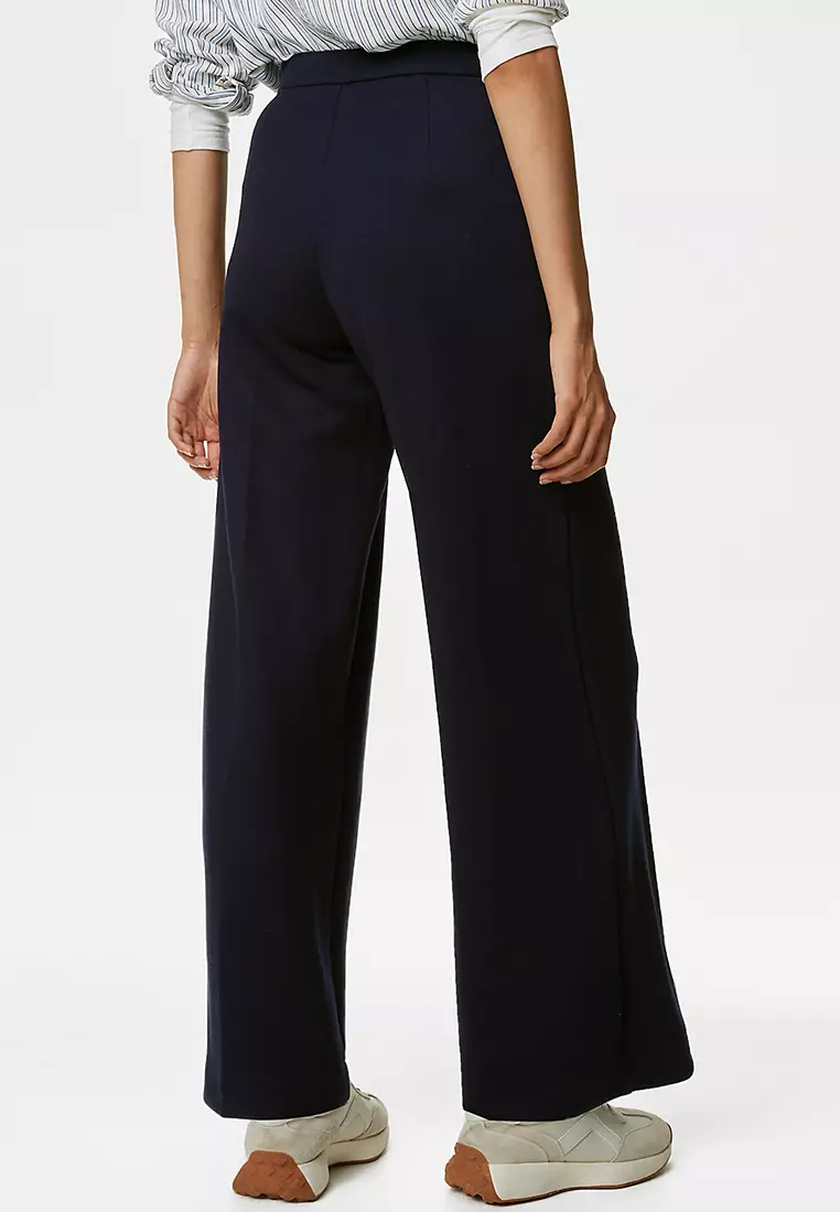 Jersey Elasticated Waist Wide Leg Trousers