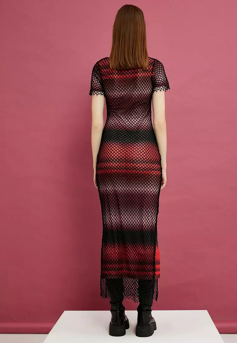 Ombre Mesh Overlay Dress