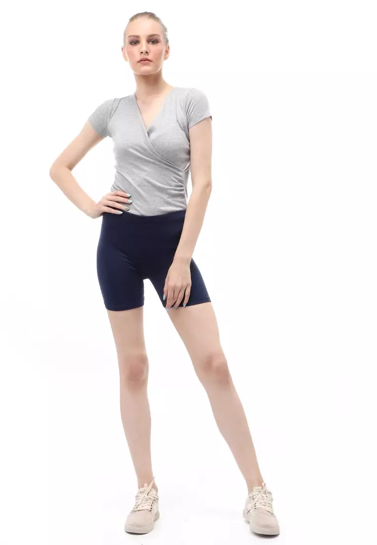 Hot Pants Motif Polos Design Simple Dalaman Wanita Relaxed Fit - Navy