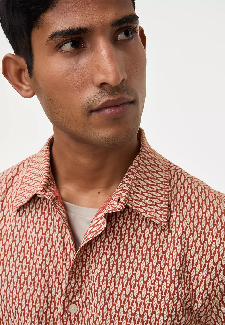 Easy Iron Pure Cotton Geometric Print Shirt