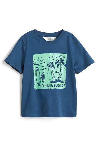 H&M blue and multi Printed T-Shirt 0041AKA658DB63GS_1