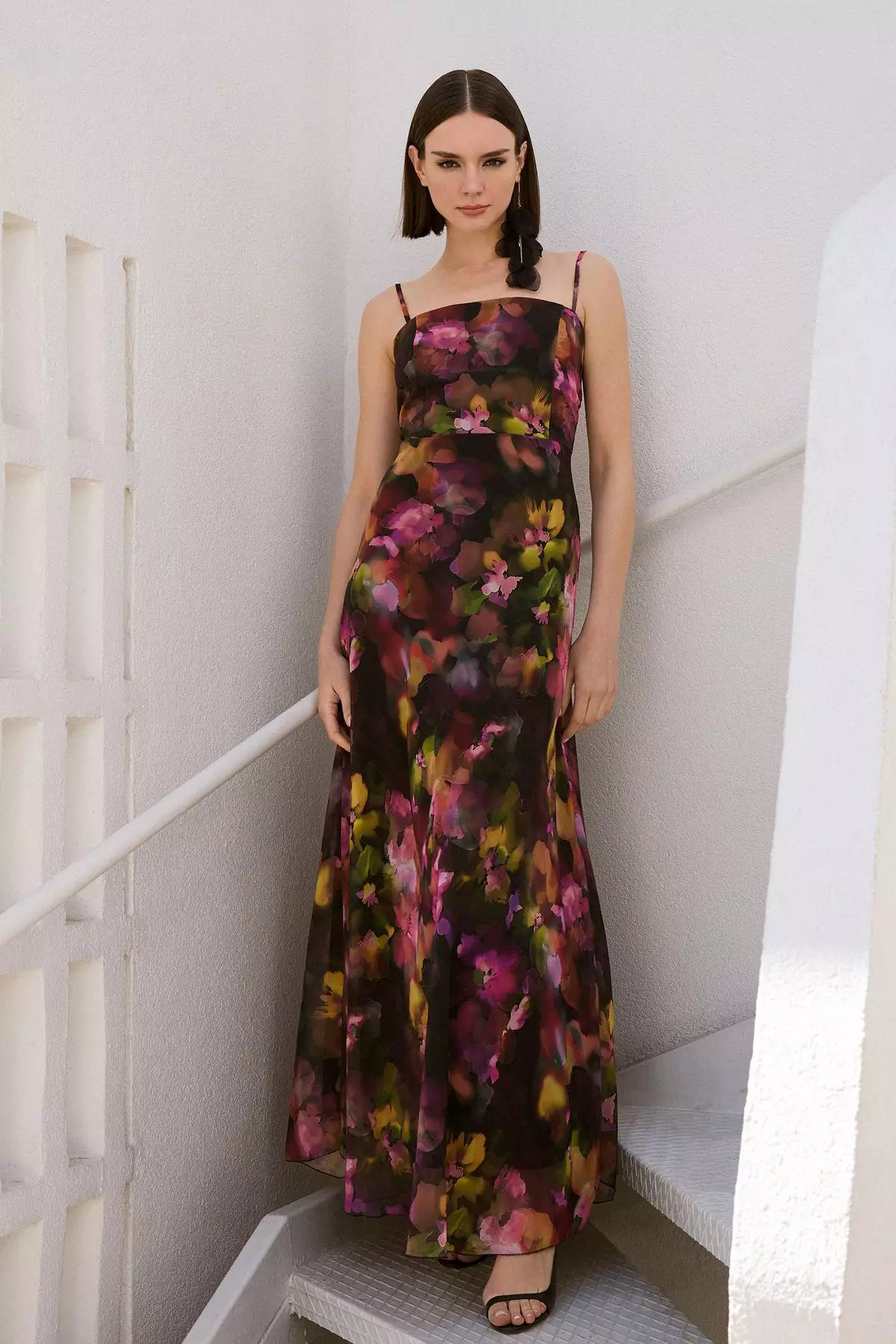 Multi-Colored A-Line Bowknot Lined Chiffon Woven Long Evening Prom Dress TPRSS25AE00152