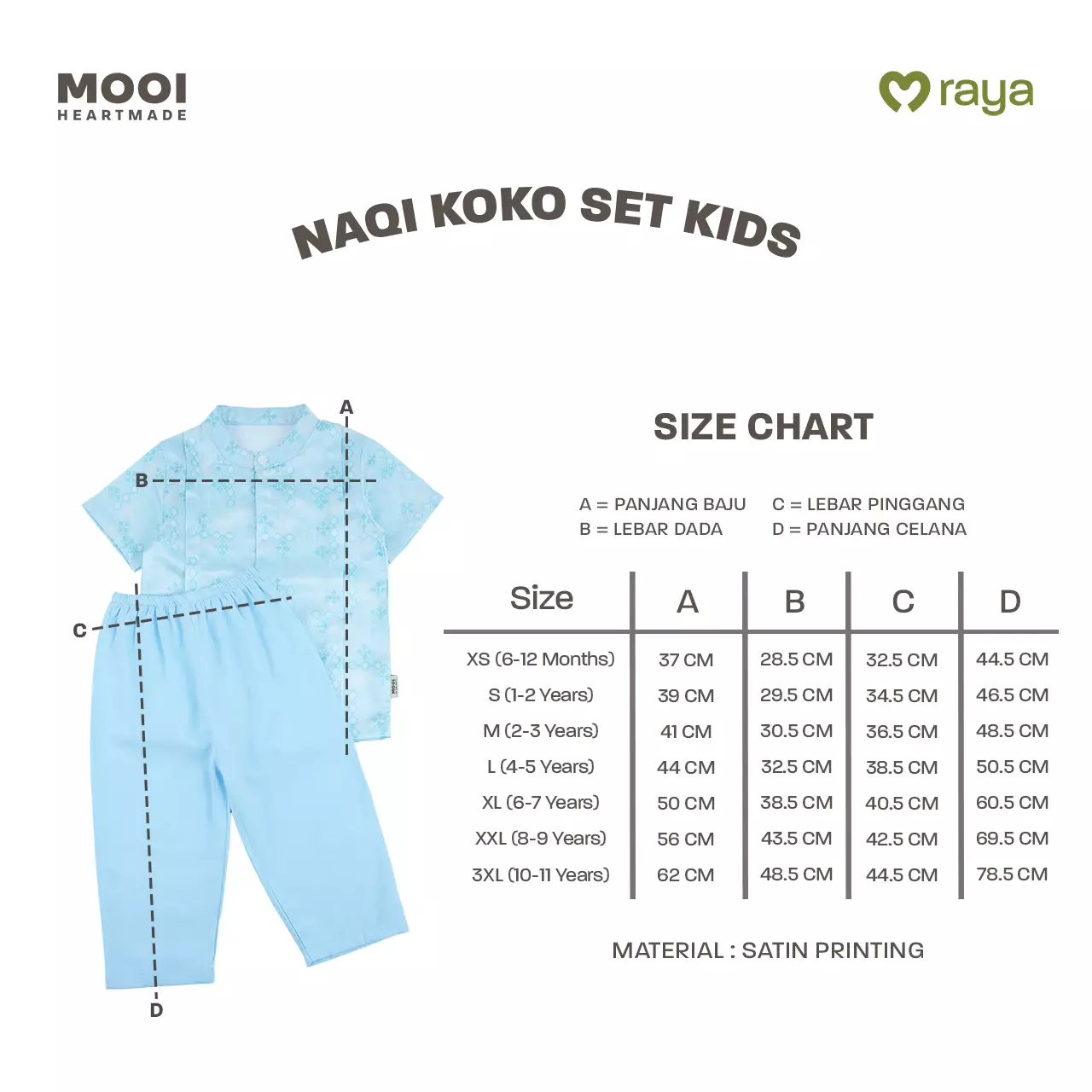 Mooi Naqi Koko Set Setelan Koko Anak Raya Collection Nawasena Series - Brown Beige