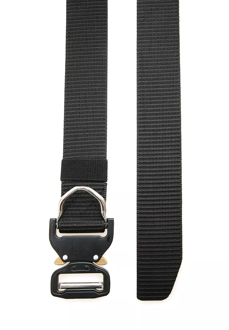 Ilo Aksesoris Fashion Pria Casual Belt Desain Simple Ikat Pinggang Material Canvas ORIGINAL - Black