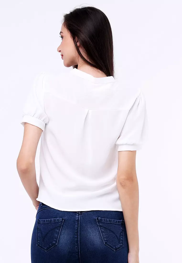 Short Sleeves Chinese Collar Blouse