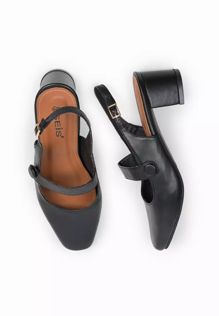 SEIS Lyra Mules Wanita Heels 5 cm - BLACK