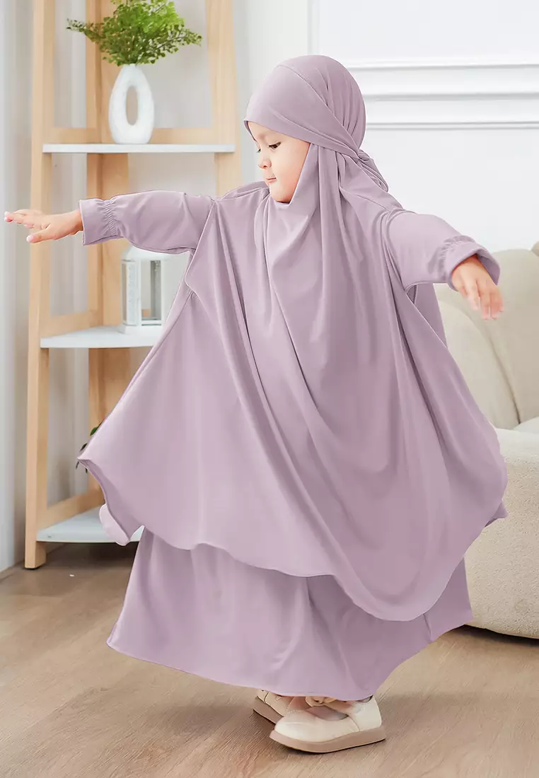 Alyafa Khimar One set Syari | Set Dress Gamis Syari Cadar - Anak - XL