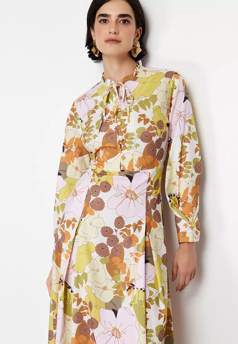 Bow Collar Maxi Dress