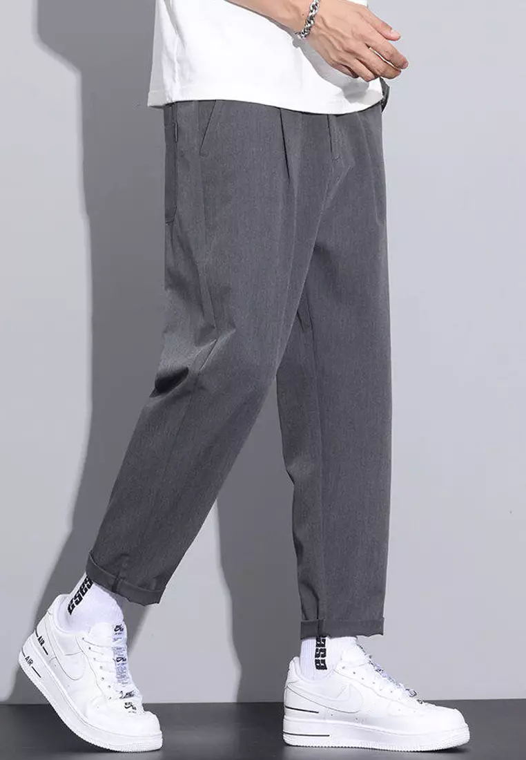 彈性腰圍修身西褲