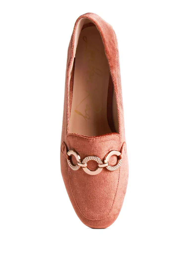 Burgundy Loafers Bertekstur Logam Bertekstur Buaya