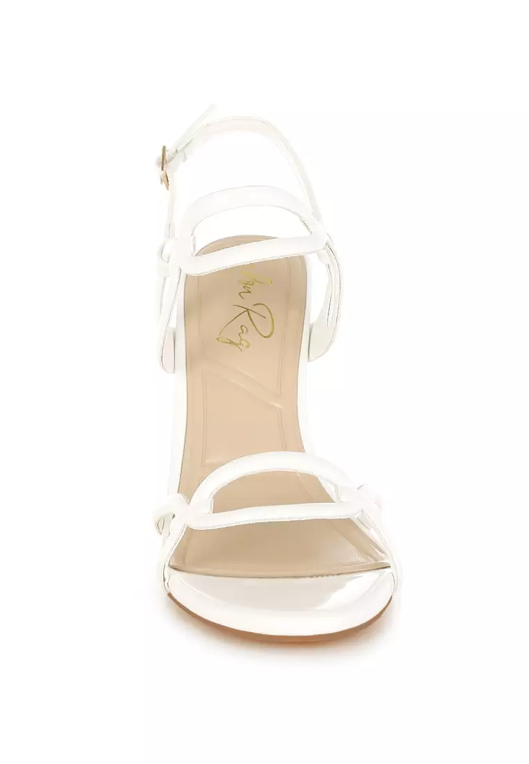 White Cut Out Chain Sandals