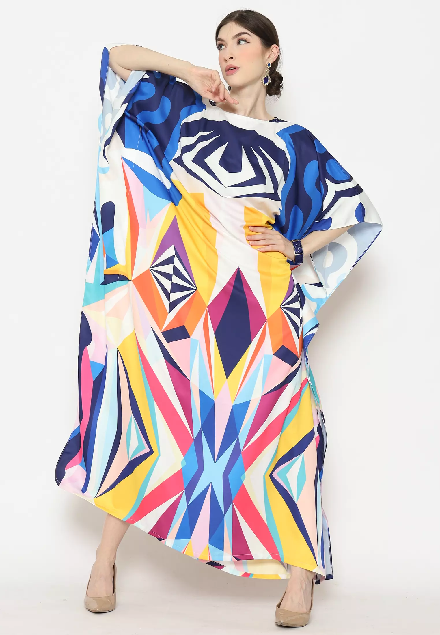 Kanzi Exclusive Short Sleeve Abstrac Kaftan