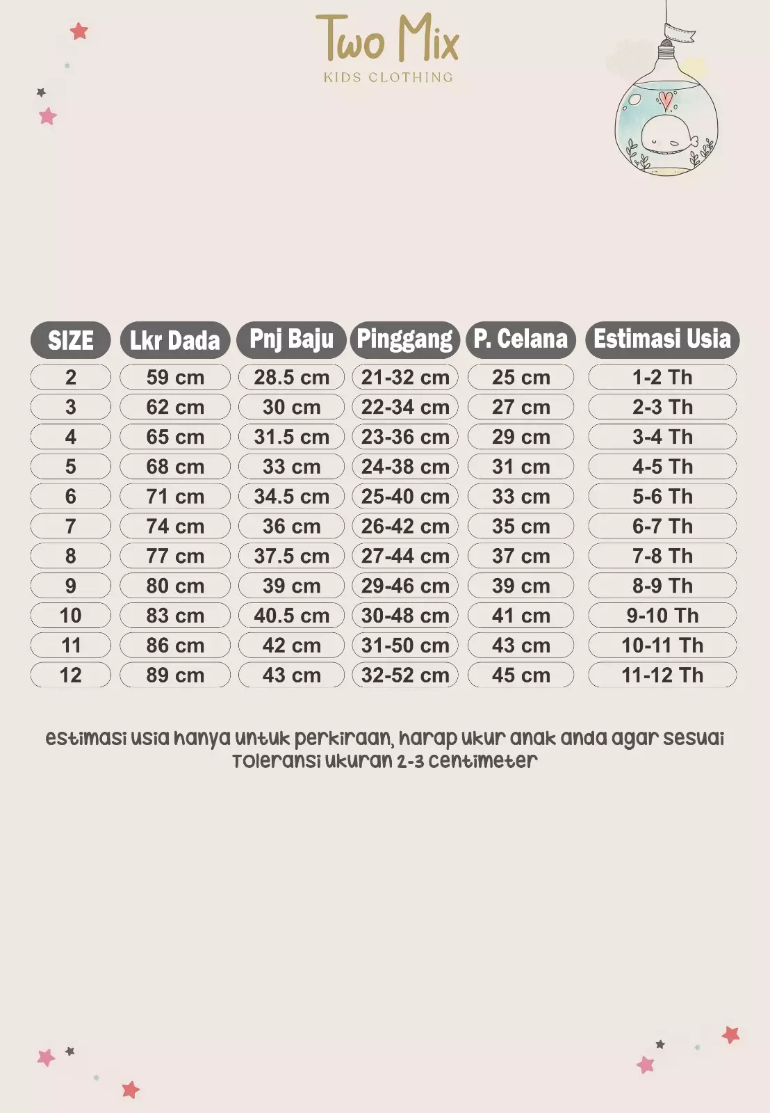 Two Mix - Hera Set Setelan Baju Anak Perempuan Lucu 1-8 Tahun 4401 Latte