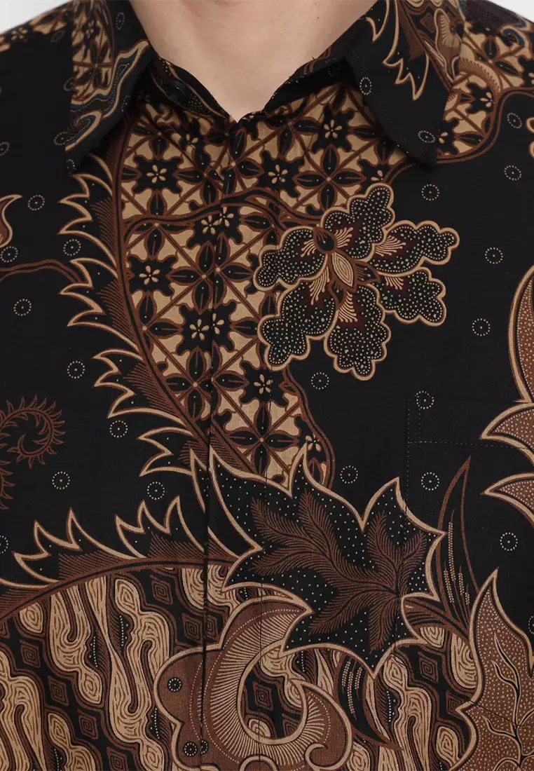 Kemeja Batik Slimfit Anargya Lengan Pendek - Black