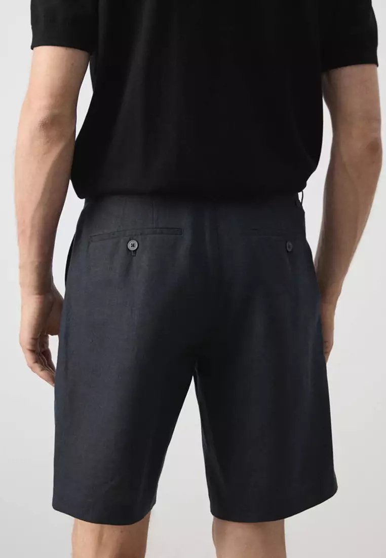 Slim-Fit 100% Linen Bermuda Shorts