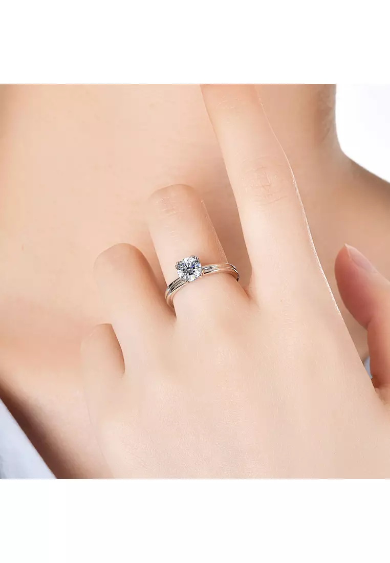 Berlian Moissanite Aniston Ring [GRA CERTIFICATE MOISSANITE DIAMOND] - Cincin 1.0 CT Moissanite Diamond 925 Silver Celesta by Her Jewellery