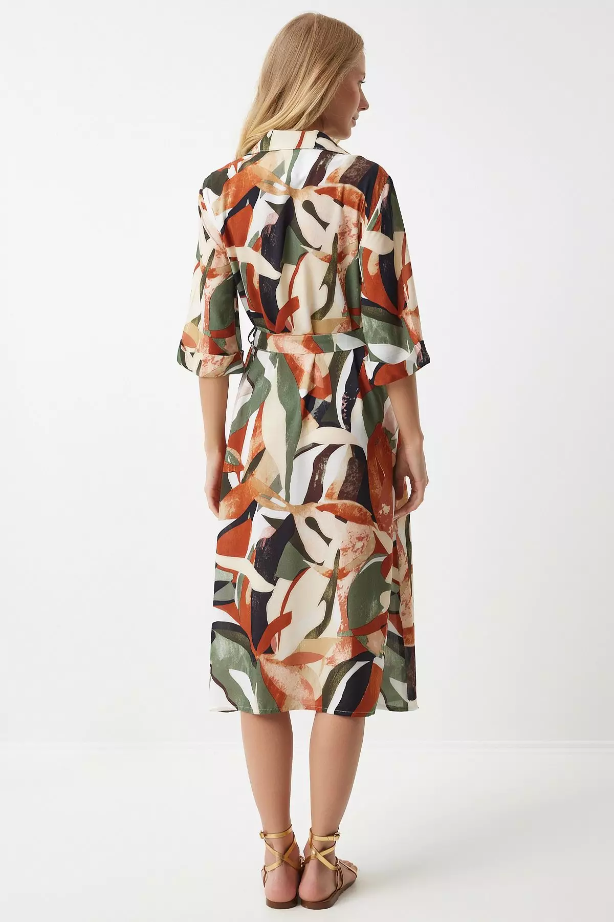 Abstract Print Tie Dress