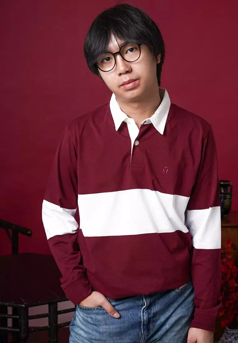 Matsuda Kaos Rugby Polo Shirt Pria Lengan Panjang Nago