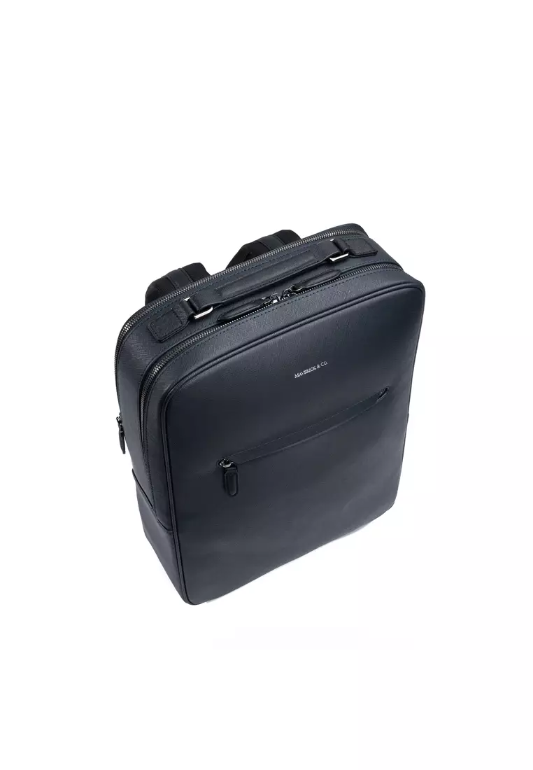 Earthen Recycled Leather Backpack - Navy
