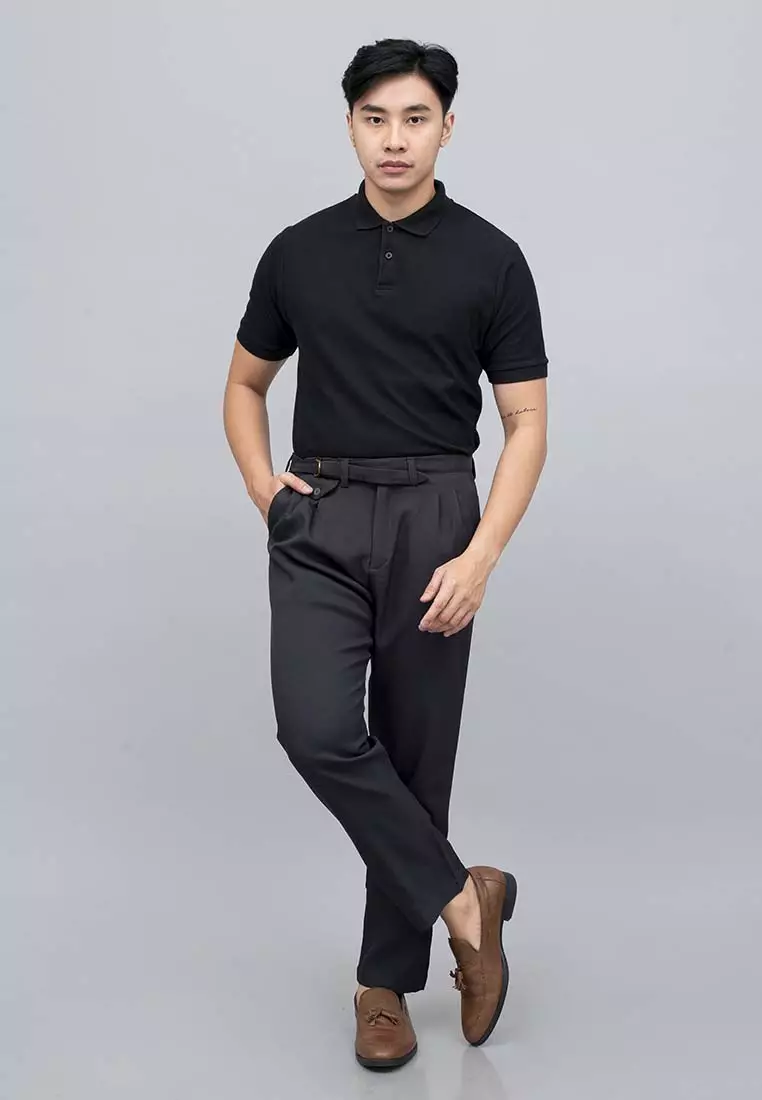 Houseofcuff Celana Panjang Formal High Waist Pants Pria Hitam
