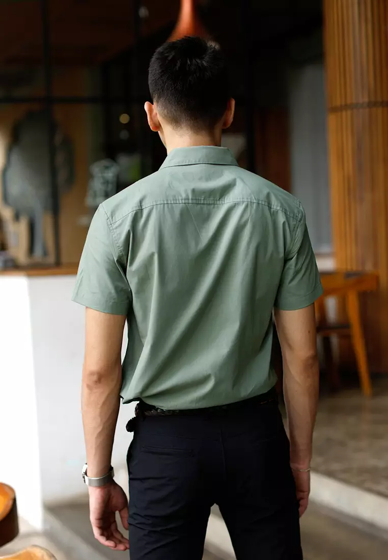 Oxcon Short Sleeve Business Shirt soft cotton Sage